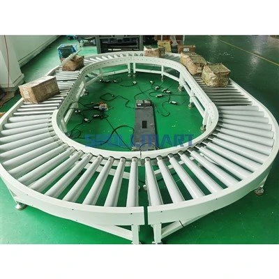 Băng tải con lăn có động cơ cong